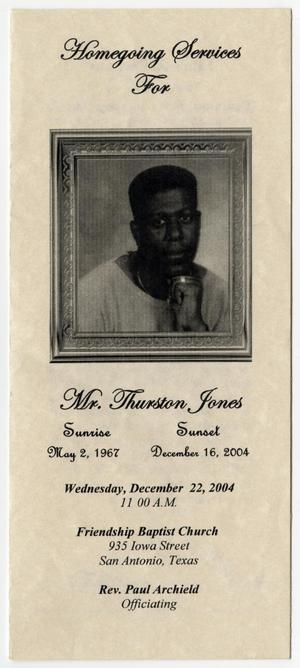 Primary view of object titled '[Funeral Program for Thurston Jones, December 22, 2004]'.