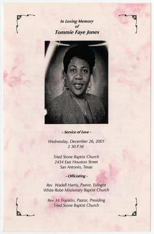 Primary view of object titled '[Funeral Program for Tommie Faye Jones, December 26, 2001]'.