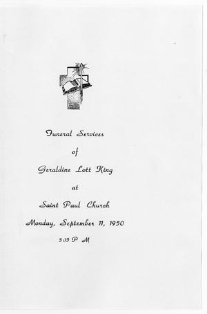 Primary view of object titled '[Funeral Program for Geraldine Lott King, September 11, 1950]'.