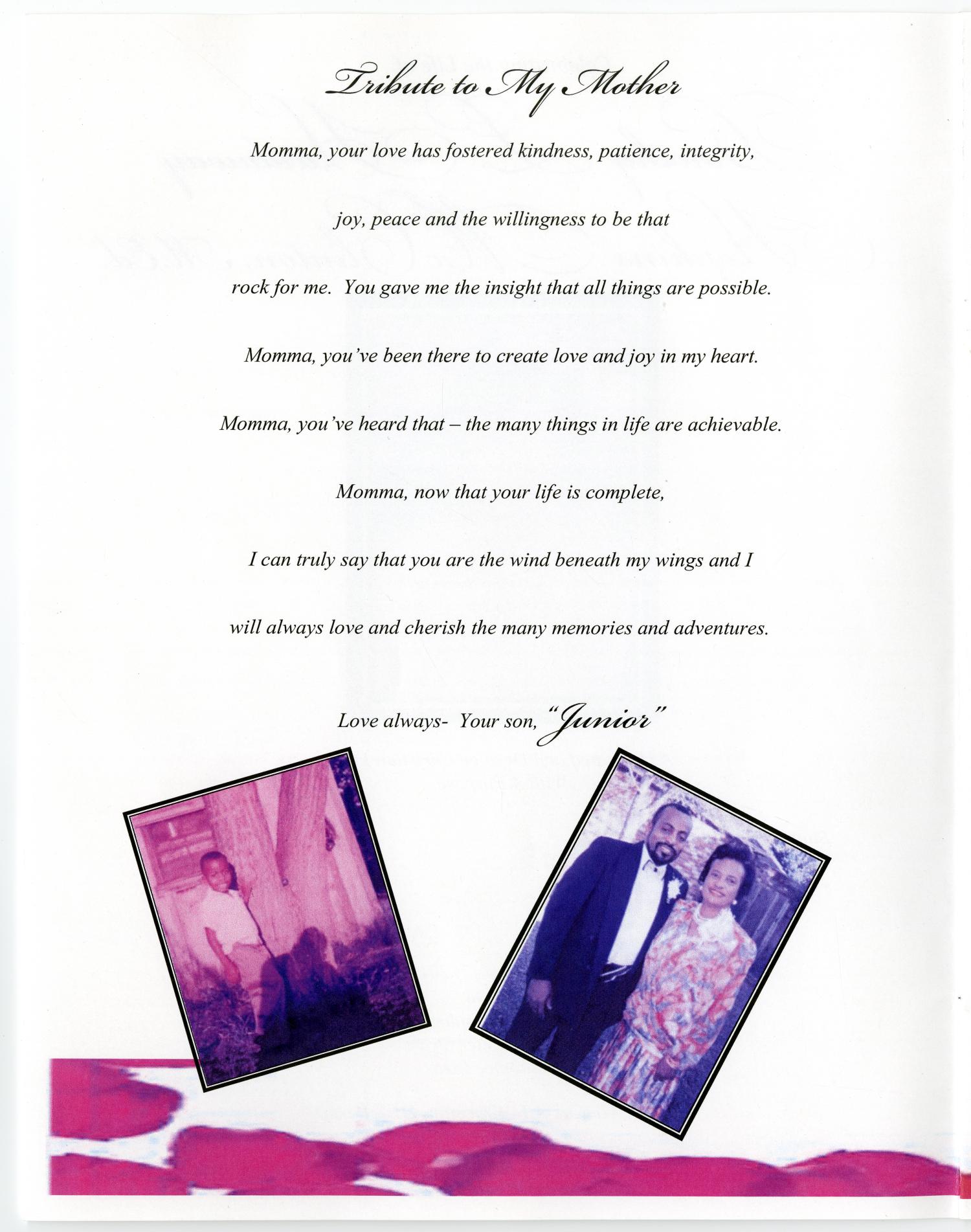 [Funeral Program for Dorothy L. Hardaway Hopkins McClinton, May 17, 2011]
                                                
                                                    [Sequence #]: 14 of 24
                                                