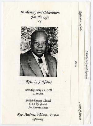 Primary view of object titled '[Funeral Program for L. J. Nious, May 15, 1995]'.