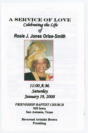 Primary view of object titled '[Funeral Program for Rosie J. Jones Orise-Smith, January 19, 2008]'.