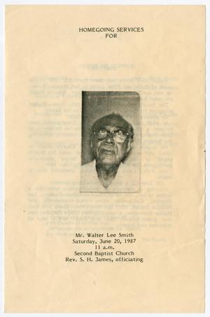 Primary view of object titled '[Funeral Program for Walter Lee Smith, June 20, 1987]'.