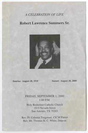 Primary view of object titled '[Funeral Program for Robert Lawrence Summers, Sr., September 1, 2000]'.