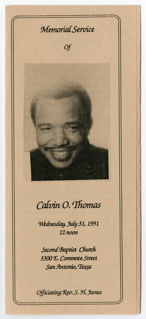 Primary view of object titled '[Funeral Program for Calvin Odel Thomas, July 31, 1991]'.