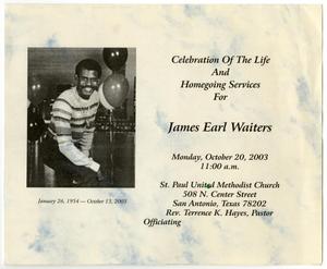 Primary view of object titled '[Funeral Program for James Earl Waiters, October 20, 2003]'.