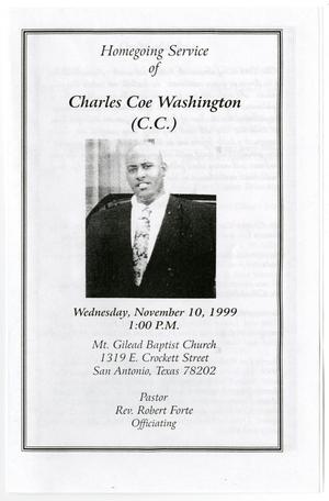 Primary view of object titled '[Funeral Program for Charles Coe Washington, November 10, 1999]'.