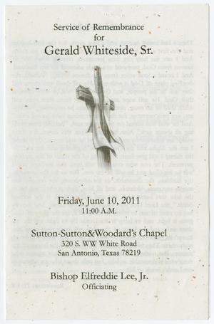 Primary view of object titled '[Funeral Program for Gerald Whiteside, Sr., June 10, 2011]'.