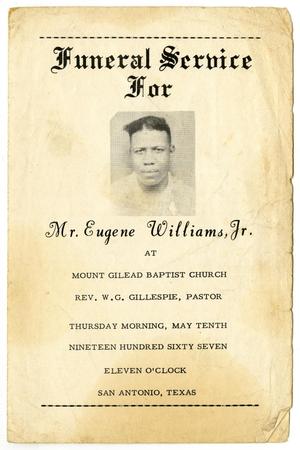 Primary view of object titled '[Funeral Program for Eugene Williams, Jr., May 10, 1967]'.
