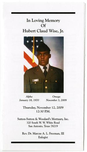 Primary view of object titled '[Funeral Program for Hubert Claud Wise, Jr., November 12, 2009]'.