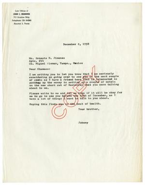 Primary view of [Letter from John J. Herrera to Ernesto Herrera - 1958-12-02]