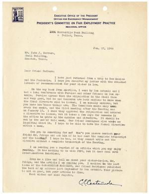 Primary view of object titled '[Letter from Carlos E. Castañeda to John J. Hererra - 1944-01-23]'.