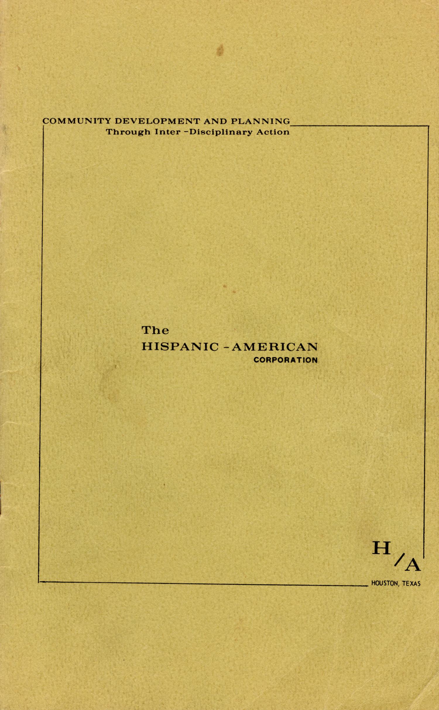 [Pamphlet of The Hispanic-American Corporation]
                                                
                                                    Front Cover
                                                