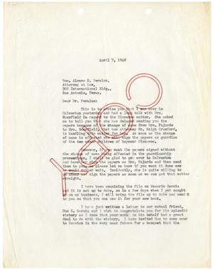 Primary view of object titled '[Letter from John J. Herrera to Alonso S. Perales - 1948-04-07]'.