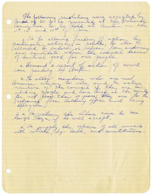 Primary view of object titled '[Resolutions from LULAC Council Number Sixty to be presented at the National Convention]'.