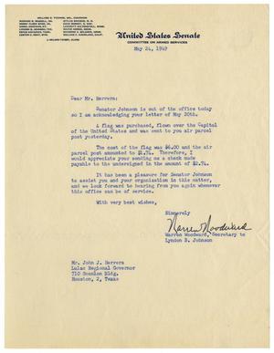 Primary view of object titled '[Letter from Warren Woodward to John J. Herrera - 1949-05-24]'.