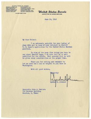 Primary view of object titled '[Letter from Lyndon B. Johnson to John J. Herrera - 1949-06-10]'.