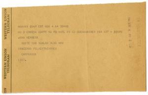 Primary view of object titled '[Telegram from Caffarini to John J. Herrera - 1964-11-04]'.