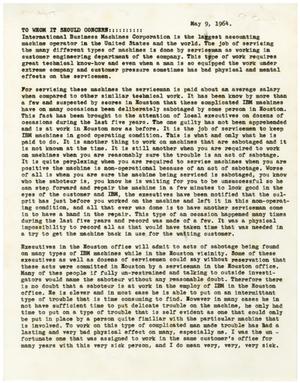 Primary view of object titled '[Letter from Kenith L. Ballard - 1964-05-09]'.