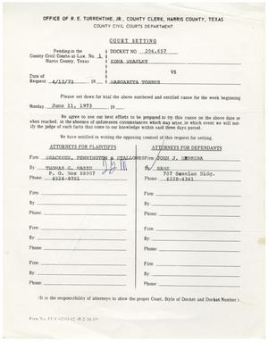 Primary view of object titled '[Court Setting, Edna Beasley vs. Margarita Torres - 1973-04-13]'.