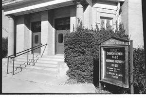Primary view of object titled '[First Presbyterian Church --5 of 13:   Front Entrance]'.