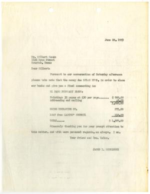 Primary view of object titled '[Letter from Jacob I. Rodriguez to Gilbert Gomez, Jr. - 1953-06-22]'.