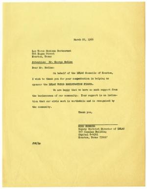 Primary view of object titled '[Letter from John M. Herrera to George Medina - 1966-03-22]'.
