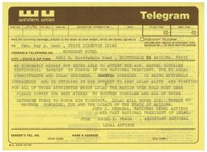 Primary view of object titled '[Telegram from John J. Herrera and Angel Fraga to Ray A. Gano]'.