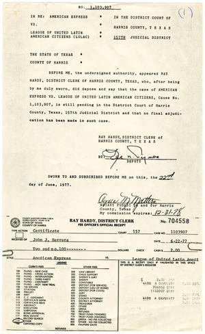 Primary view of object titled '[Deposition by Ray Hardy, American Express vs LULAC - 1977-06-22]'.