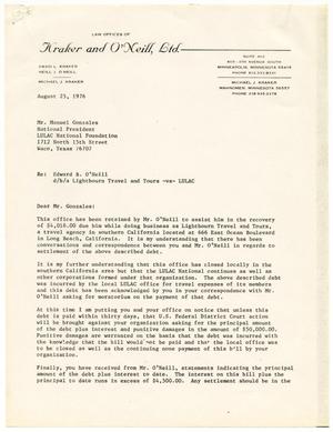 Primary view of object titled '[Letter from Neill J. O'Neill to Manuel Gonzales - 1976-08-25]'.