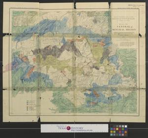 Primary view of object titled 'Map of the central mineral region : chiefly from actual surveys made under the direction of Theo B. Comstock, geologist for central Texas.'.