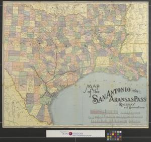 Primary view of object titled 'Map of the San Antonio and Aransas Pass Railway and connections.'.