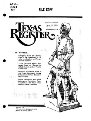 Primary view of object titled 'Texas Register, Volume 1, Number 25, Pages 749-788, March 30, 1976'.