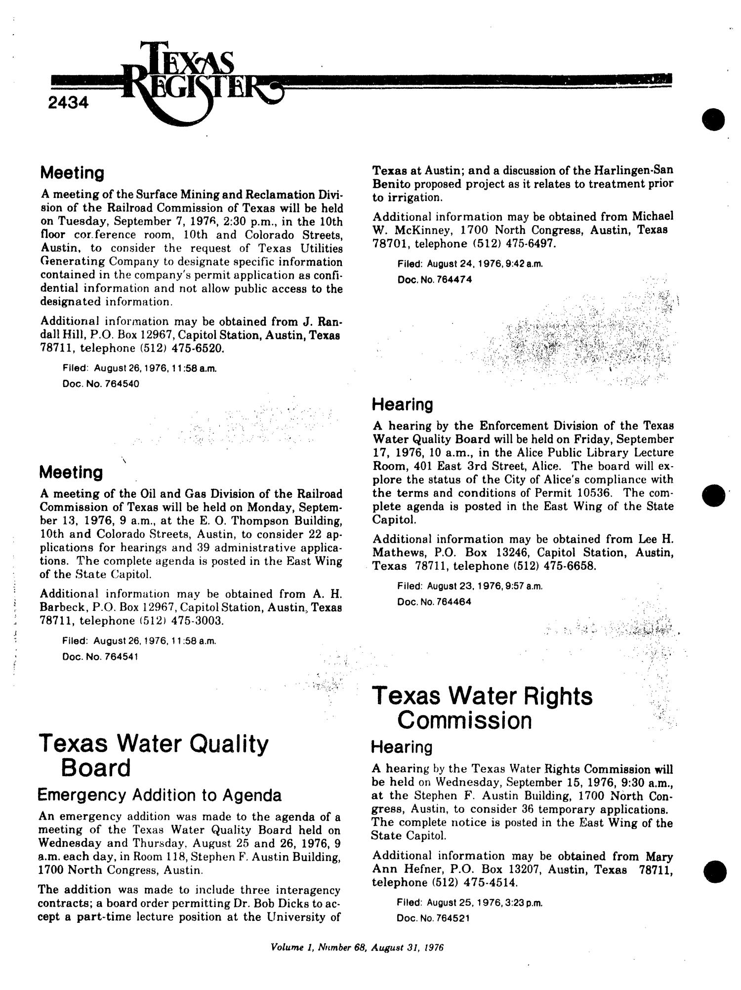 Texas Register, Volume 1, Number 68, Pages 2393-2438, August 31, 1976
                                                
                                                    2434
                                                