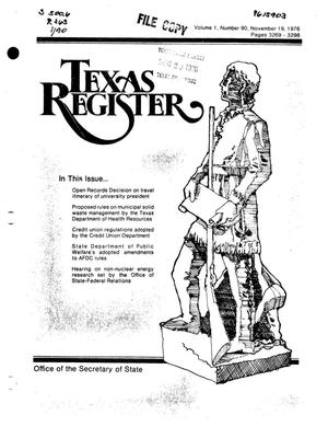 Primary view of object titled 'Texas Register, Volume 1, Number 90, Pages 3269-3298, November 19, 1976'.