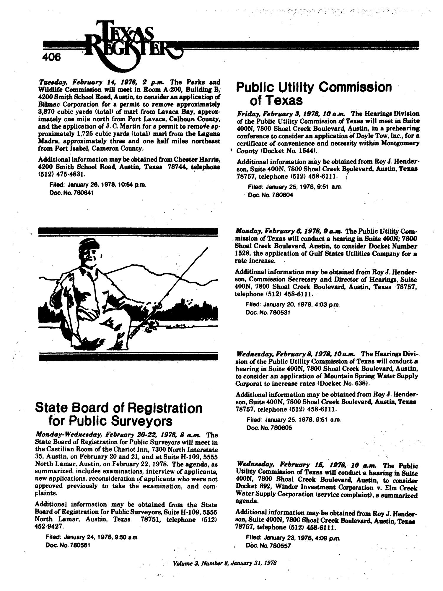 Texas Register, Volume 3, Number 8, Pages 345-413, January 31, 1978
                                                
                                                    406
                                                