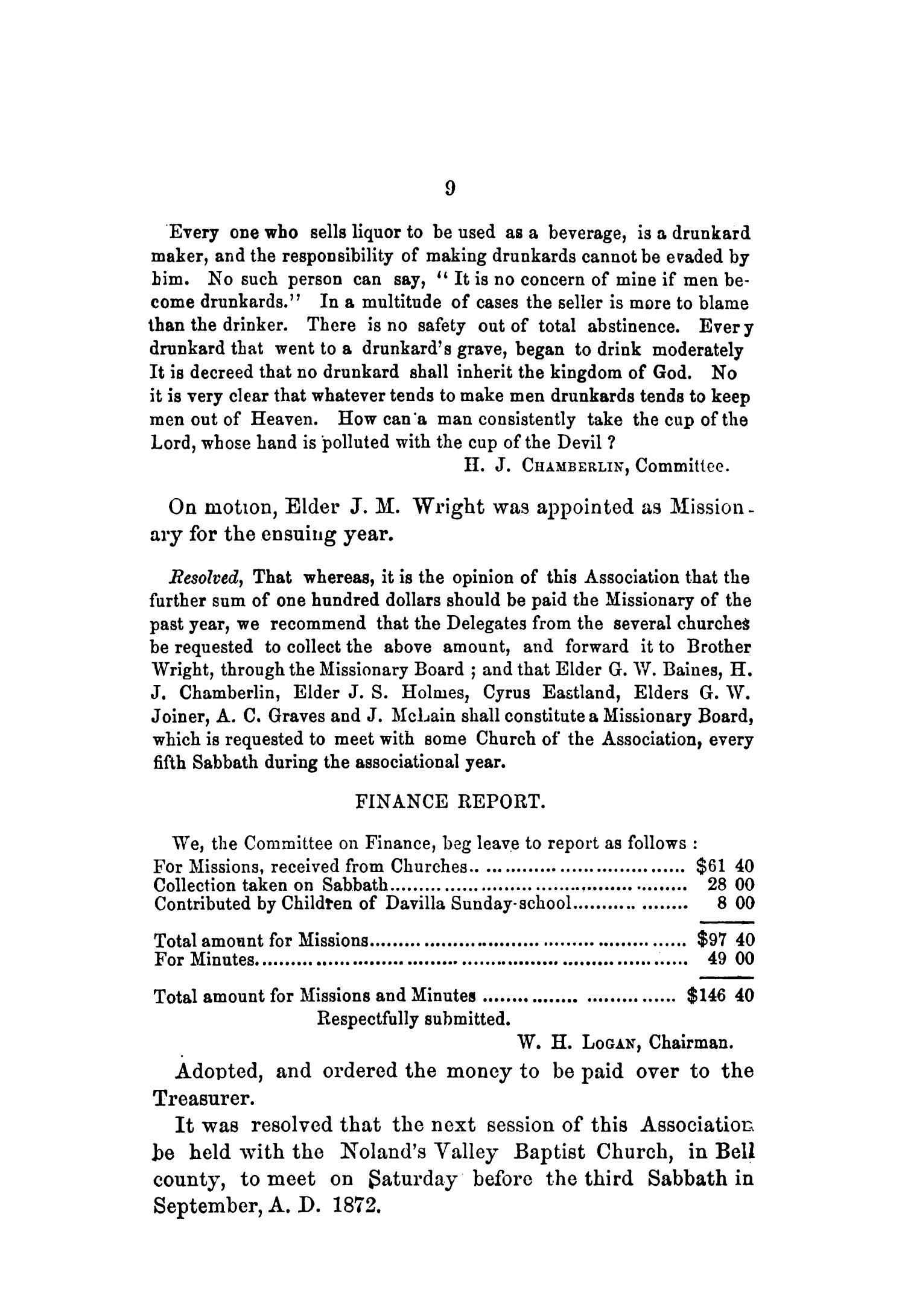 Minutes of the Leon River Baptist Association, 1871
                                                
                                                    9
                                                