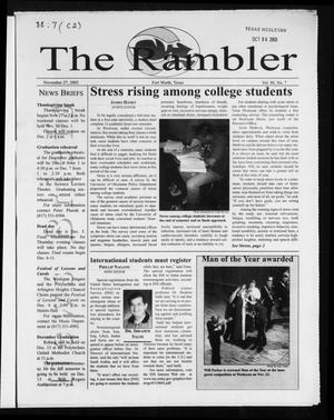 Primary view of object titled 'The Rambler (Fort Worth, Tex.), Vol. 88, No. 7, Ed. 1 Wednesday, November 27, 2002'.