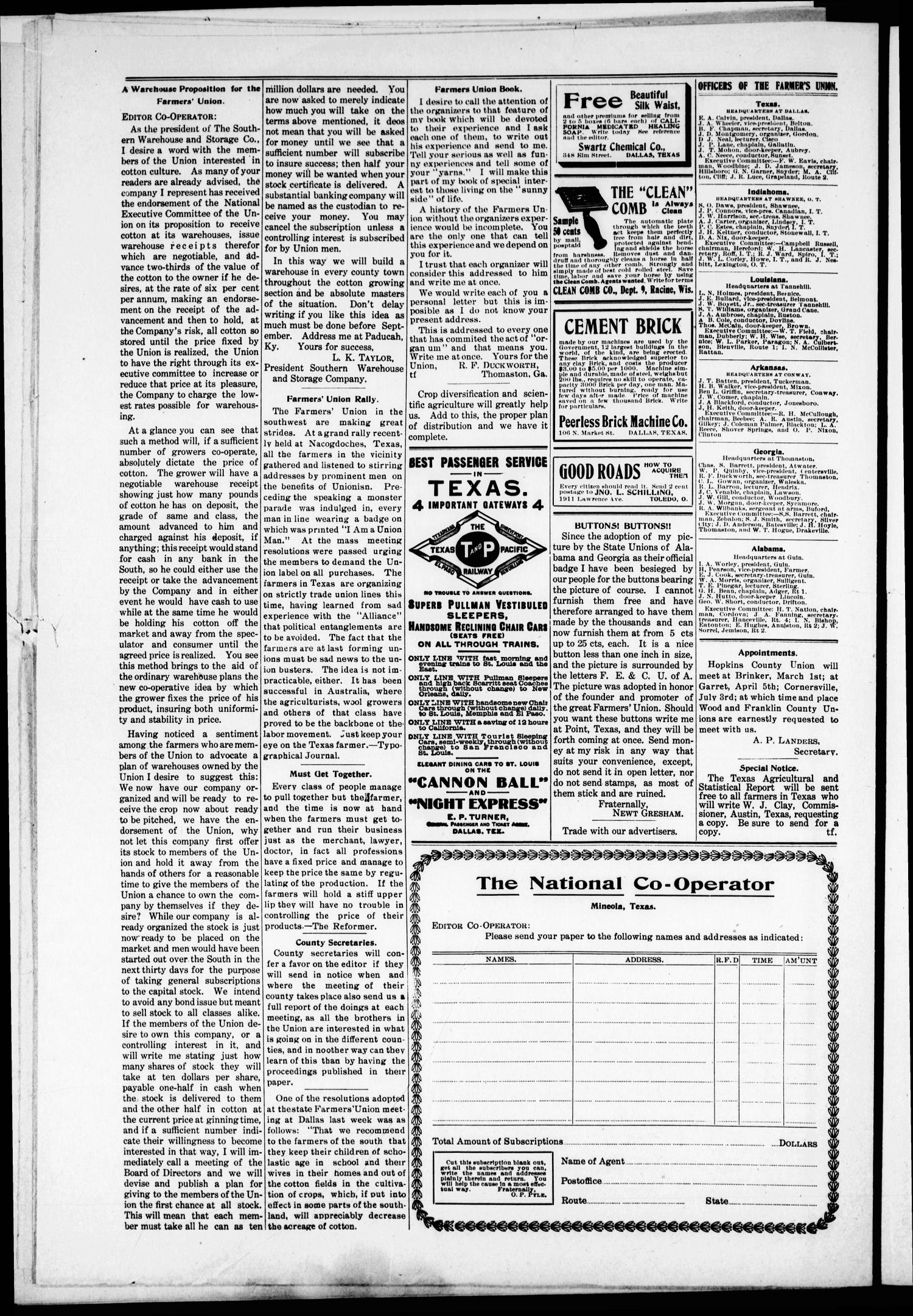 The National Co-Operator (Mineola, Tex.), Vol. 2, No. 10, Ed. 1 Wednesday, March 21, 1906
                                                
                                                    [Sequence #]: 6 of 8
                                                