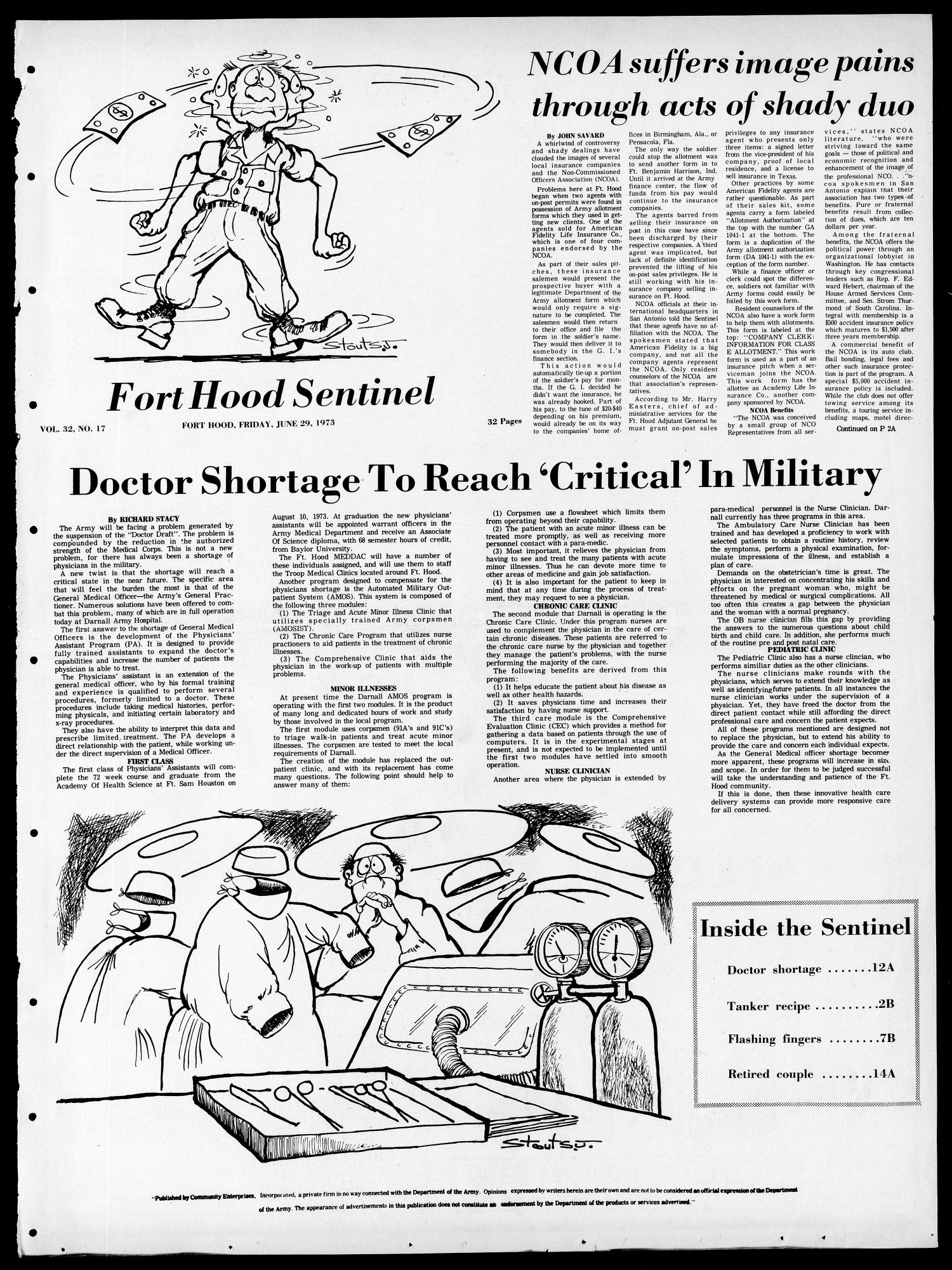 Fort Hood Sentinel (Temple, Tex.), Vol. 32, No. 17, Ed. 1 Friday, June 29, 1973
                                                
                                                    [Sequence #]: 1 of 32
                                                