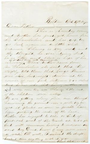 Primary view of object titled '[Letter from Paul Osterhout to John Patterson Osterhout, October 17, 1873]'.