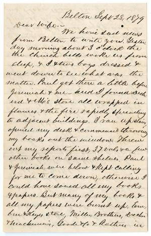 Primary view of object titled '[Letter from John Patterson Osterhout to Junia Roberts Osterhout, September 28, 1879]'.