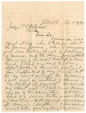 Primary view of object titled '[Letter from Ellen Lawson Dabbs to John Patterson Osterhout, March 6, 1899]'.