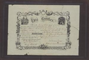 Primary view of object titled '[Marriage Certificate for John Patterson and Junia Roberts Osterhout]'.