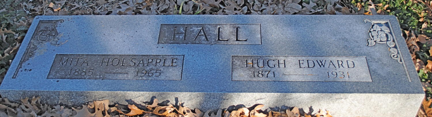 [Photograph of the Grave of Mita and Hugh Hall]
                                                
                                                    [Sequence #]: 1 of 1
                                                