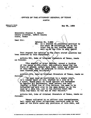 Primary view of object titled 'Texas Attorney General Opinion: O-888'.