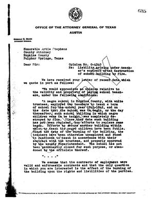 Primary view of object titled 'Texas Attorney General Opinion: O-4340'.