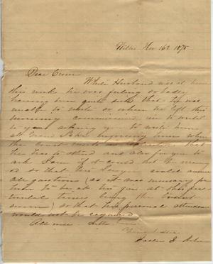 Primary view of object titled 'Letter to Cromwell Anson Jones, 16 November 1875'.