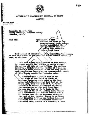 Primary view of object titled 'Texas Attorney General Opinion: O-5745'.