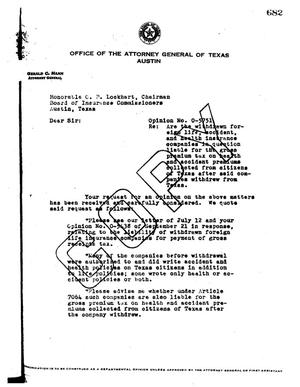 Primary view of object titled 'Texas Attorney General Opinion: O-5751'.